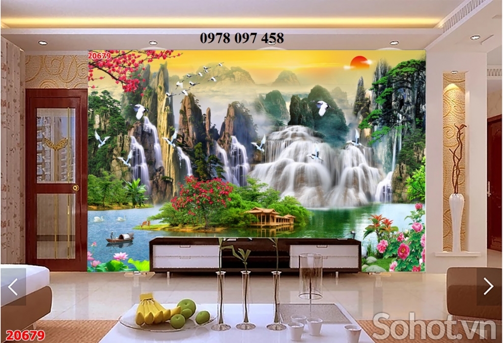 Tranh phong cảnh thiên nhiên giao hòa - gạch tranh 3D
