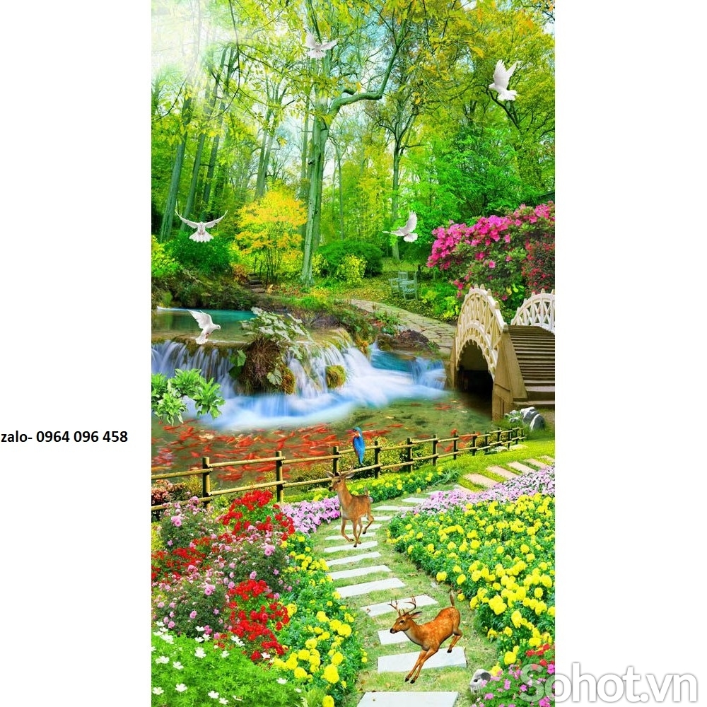 Tranh gạch 3d thác nước khổ đứng  - 532XNN