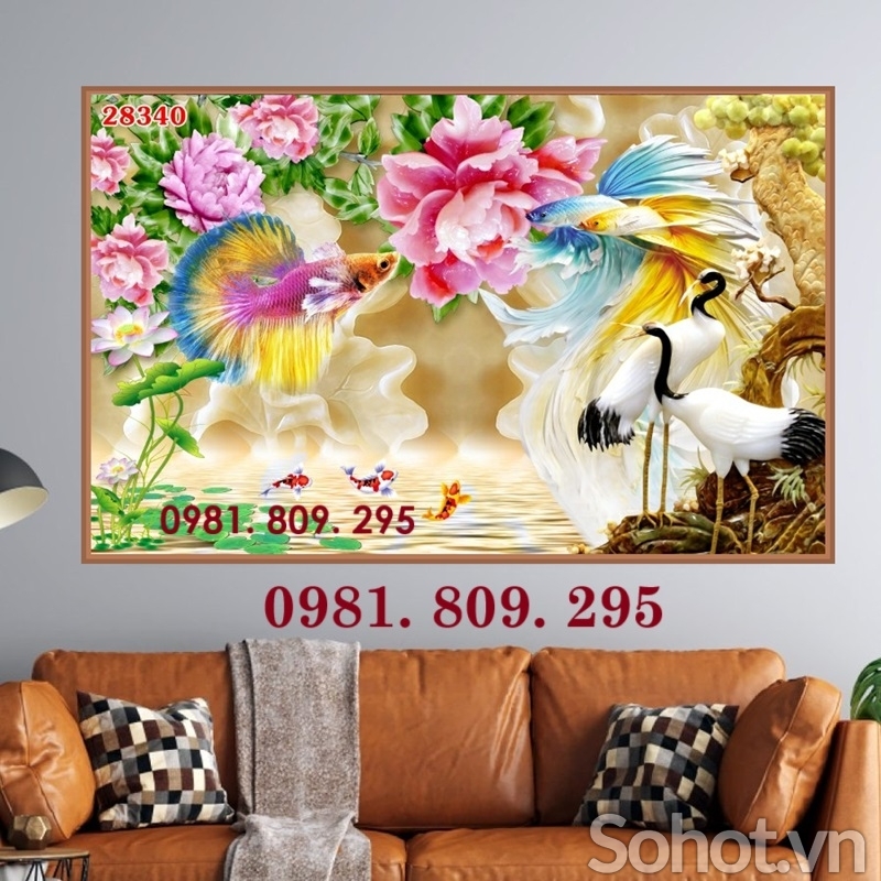 Gạch 3d chim hạc , tranh sứ ngọc