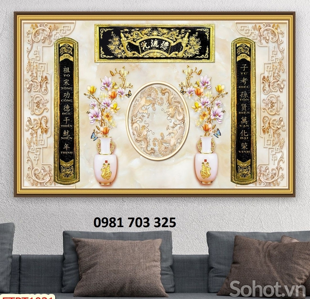 tranh gạch 3D, gạch tranh phòng thờ