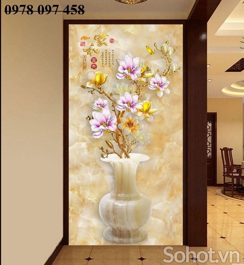 TRanh gạch 3D bình hoa