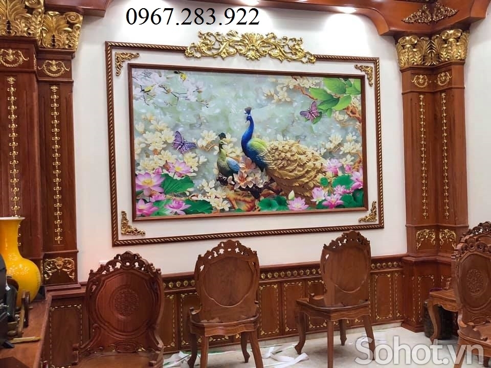 Tranh gạch chim công cao cấp