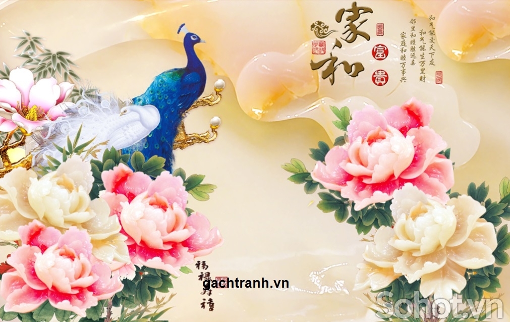 Tranh gạch 3d hoa mẫu đơn - MXBC2