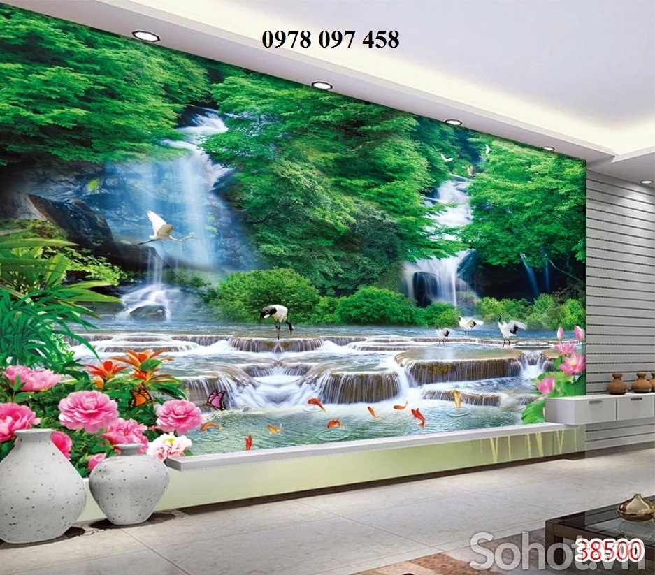 Tranh gạch 3D tranh thác nước