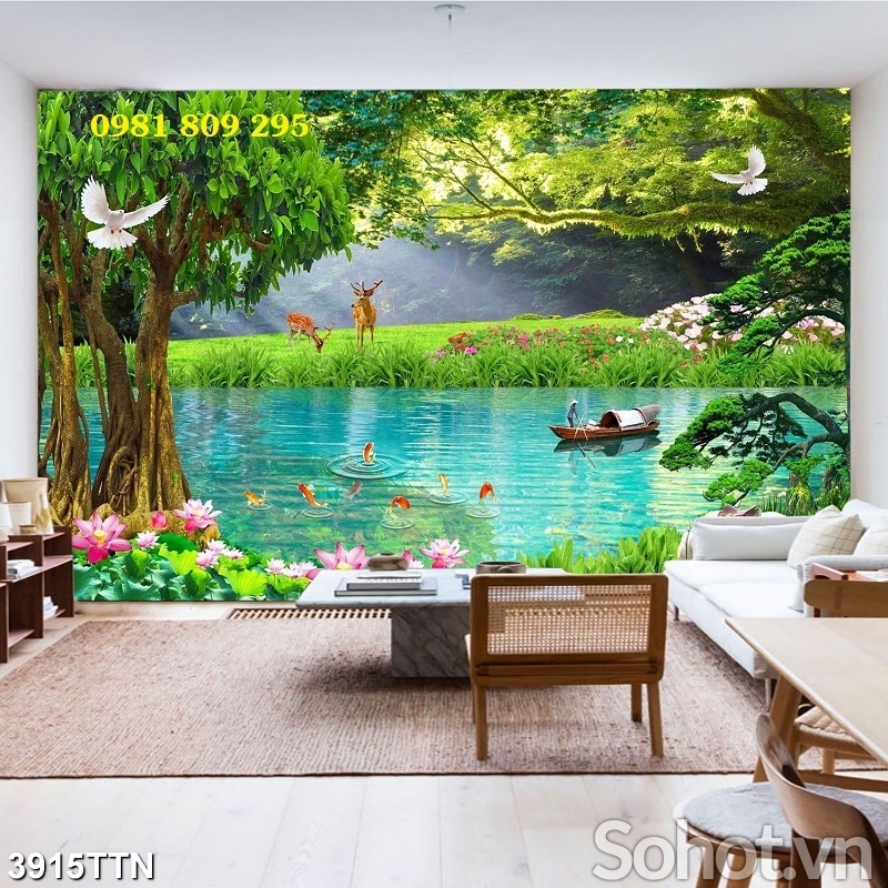 Gạch tranh cây cổ thụ 3d phong thủy