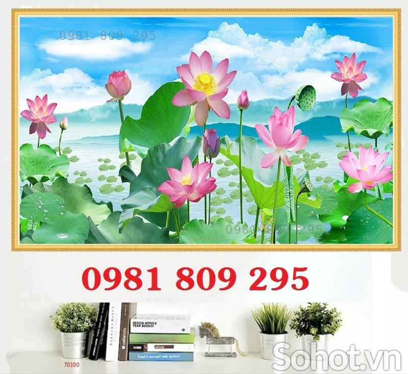 Tranh gạch hoa sen 3d