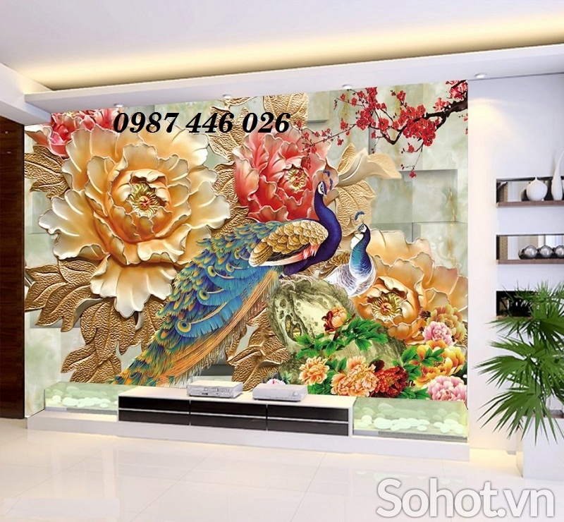 Tranh ốp tường chim công HP86282