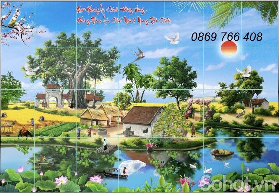 Tranh đồng quê-tranh gạch treo tường