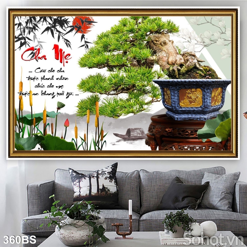 Gạch 3d cây bonsai ốp tường trang trí