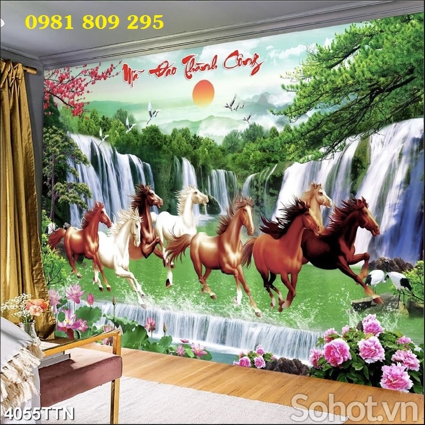 Tranh gạch bát mã phong thủy ốp tường hp368