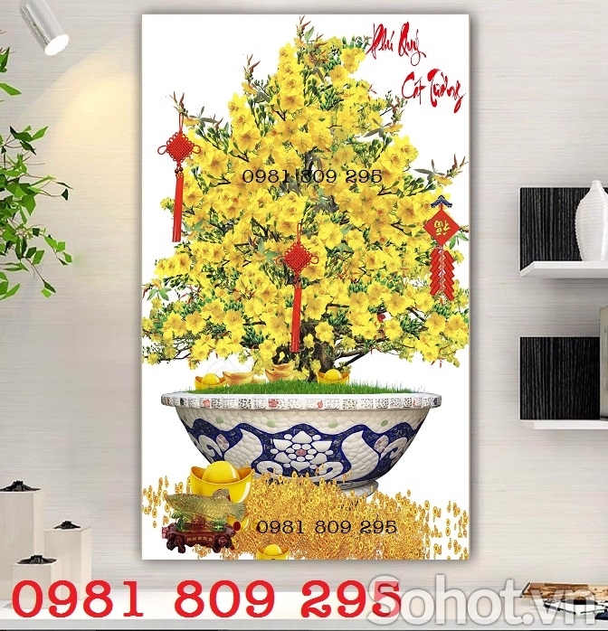 Gạch tranh 3d , tranh gạch 3d khổ dọc hoa mai