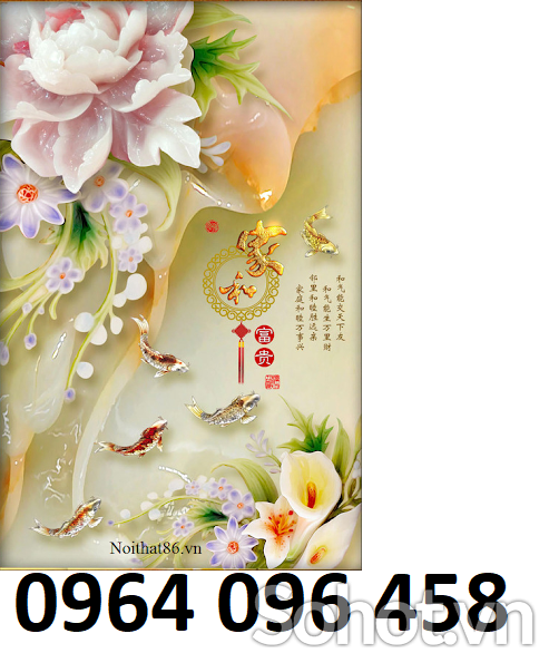 Tranh gạch 3d phong thủy phòng khách - 444XM