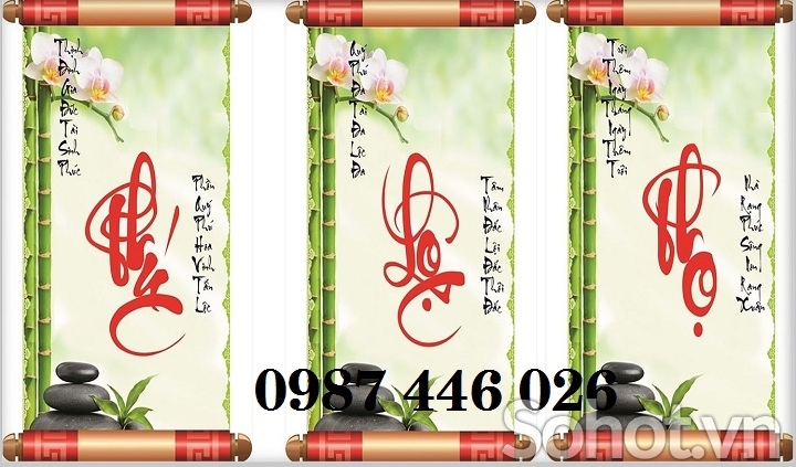 Tranh gạch men Phúc Lộc Thọ HP9722