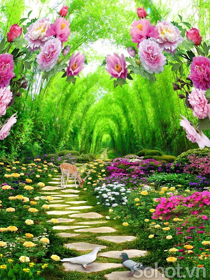 gạch tranh phong cảnh vườn hoa - Hà Nội 