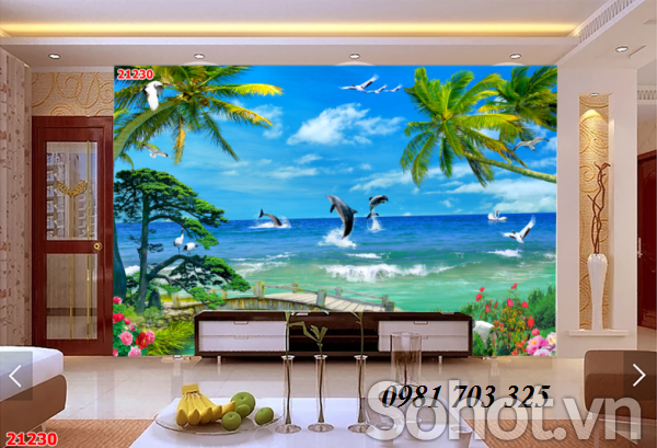 Tranh gạch men 3D phong cảnh biển
