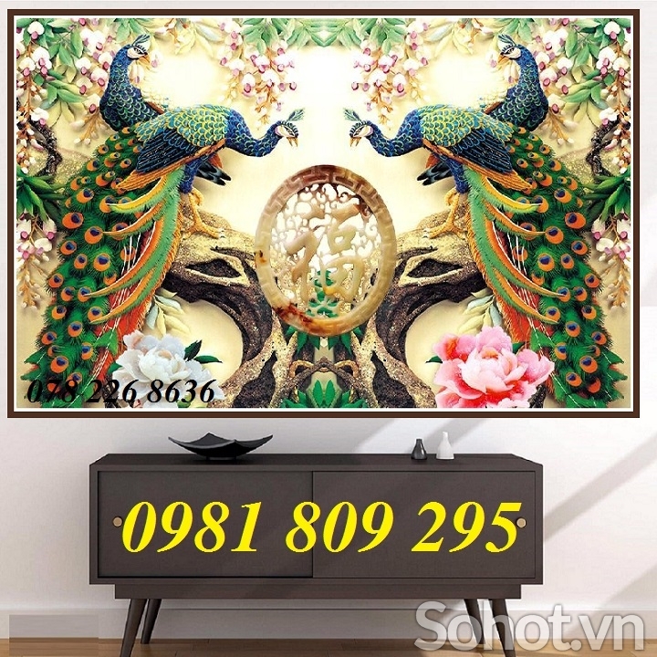 Gạch tranh 3d chim công - tranh gạch 3d cao cấp CpA5