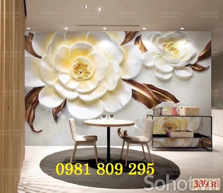 Tranh hoa 3d phòng khách- Gạch tranh ốp tường  JP5655