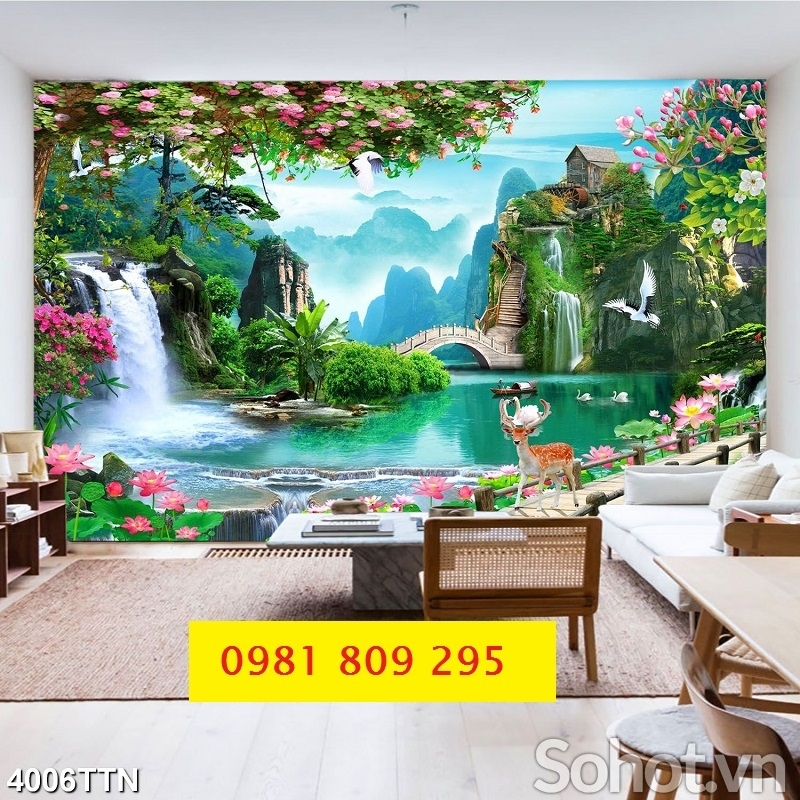 Tranh gạch men thác nước đẹp HP254