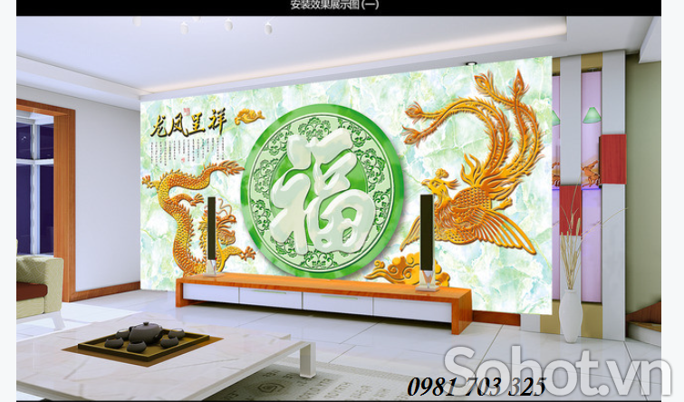 tranh gạch phong thủy- tranh rồng phượng