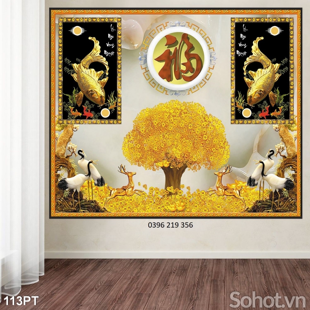 Tranh gạch men 3d phong thủy Phòng Thờ