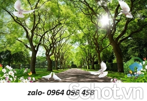 Tranh gạch 3d ốp tường rừng cây - CXZ33