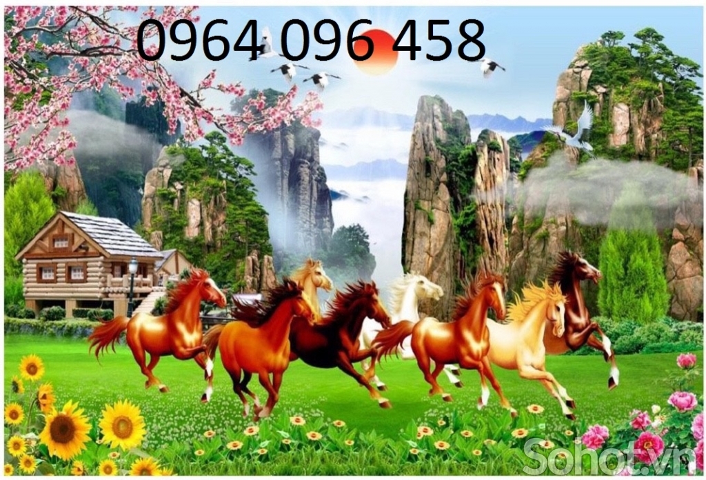 Tranh gạch 3d bát mã - KXDC744