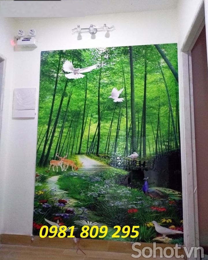 gạch tranh 3d thác nước phong cảnh