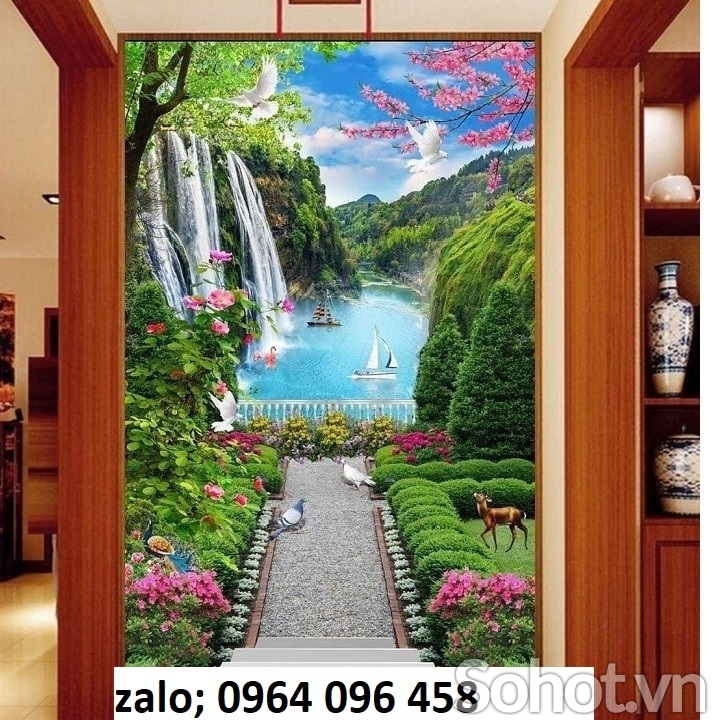 Tranh gạch phong cảnh khổ đứng 3d - NCV5