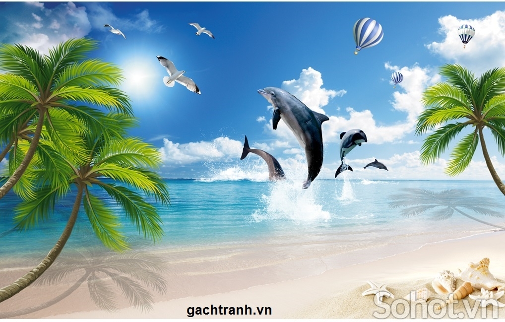 Tranh gạch 3d ốp tường phong cảnh biển - SLMN5