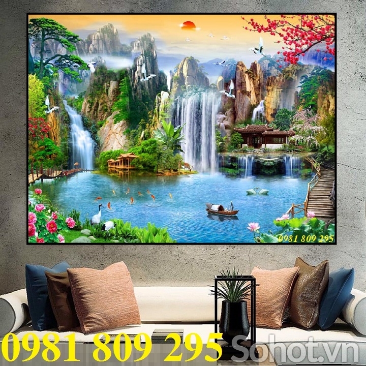 tranh gạch 3d - mẫu tranh phong cảnh ốp tường