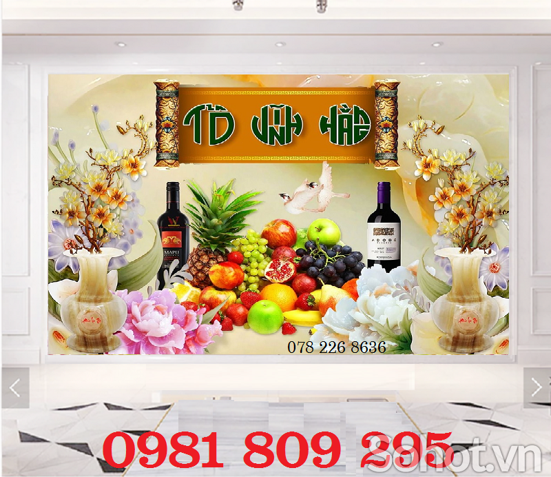 Tranh gạch  , gạch trang trí phòng thờ HN888