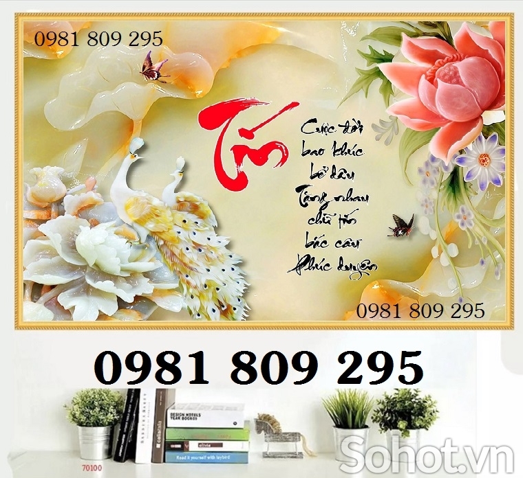 Tranh con công , gạch tranh ốp tường