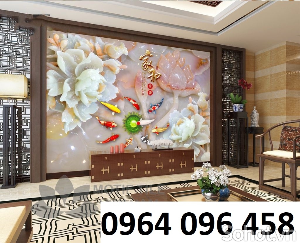 Tranh 3d phong thủy phòng khách gạch tranh 3d - GGG43