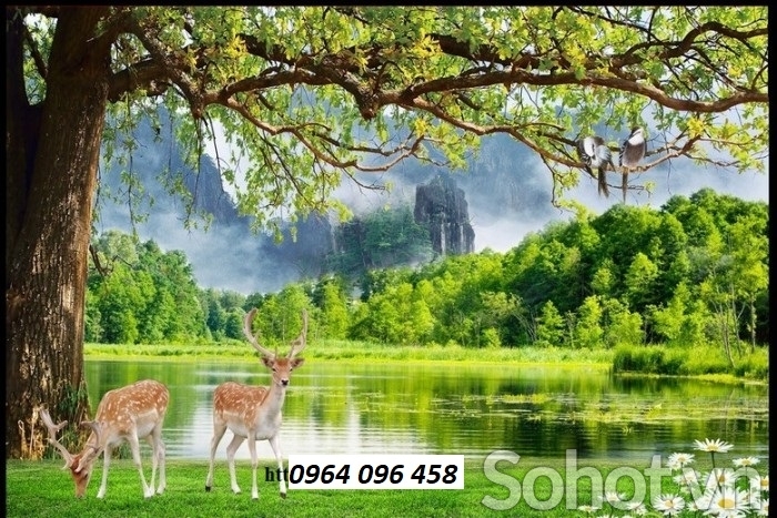 Gạch tranh 3d phong cảnh đồng quê sô núi 65XN