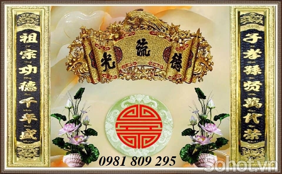 tranh gạch phòng thờ 3d gia tiên