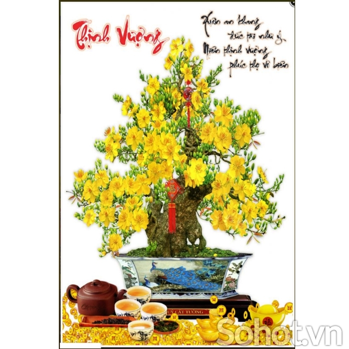 Tranh cây mai 3d - tranh gạch 3d cây mai - H002