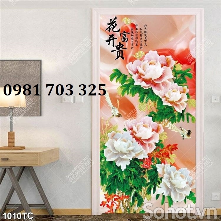 Tranh gạch hoa mẫu đơn ốp tường