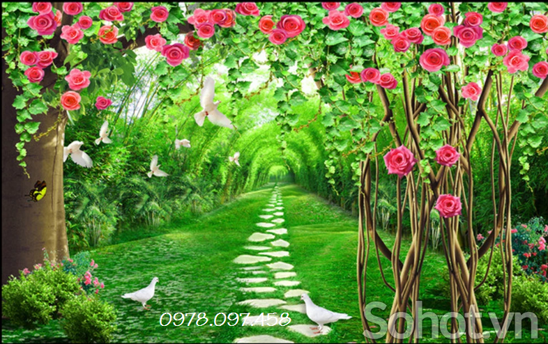 Tranh gạch hoa trang trí phòng