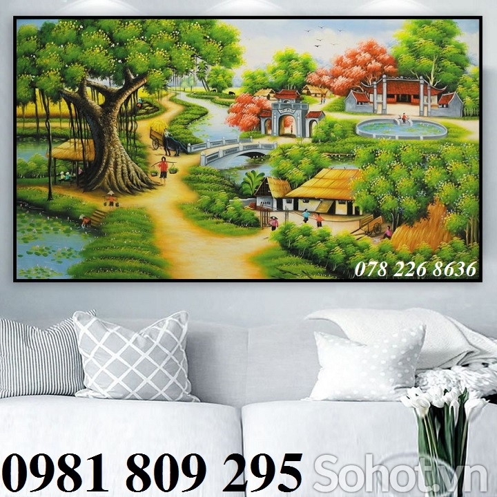 tranh đồng quê - gạch tranh 3d phòng khách