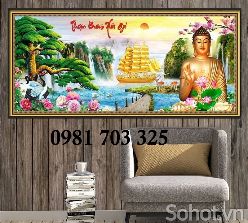 Tranh Phật ốp phòng thờ, gạch men 3D