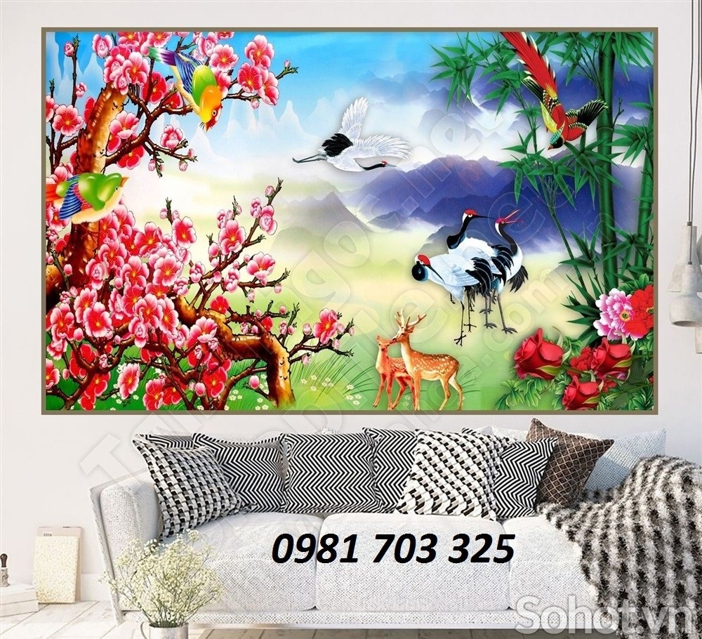 Gạch tranh hoa đào 3d