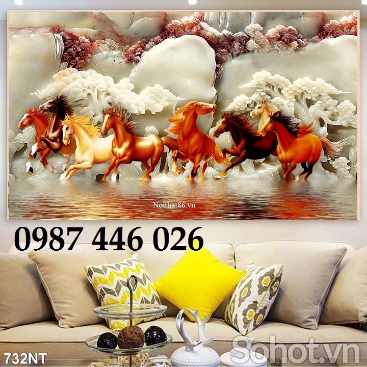 Tranh ngưa, tranh bát mã, gạch ốp tươgf