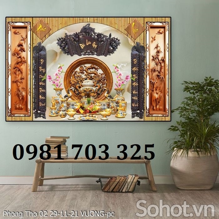 Tranh gạch 3D đẹp trang trí phòng thờ