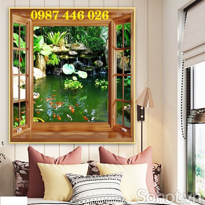 Tranh gạch men cá chép vàng HP86333