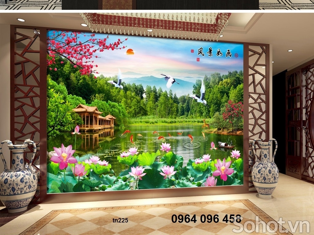 Gạch tranh 3d ốp tường phòng khách - XC544