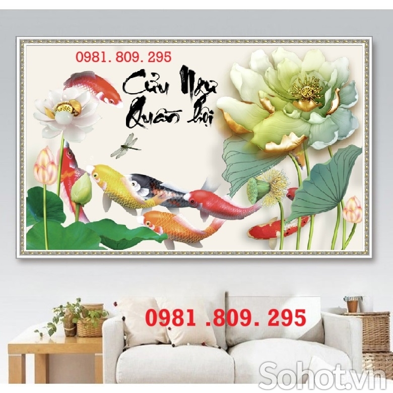 Tranh gạch cá ốp tường , tranh cửu ngư