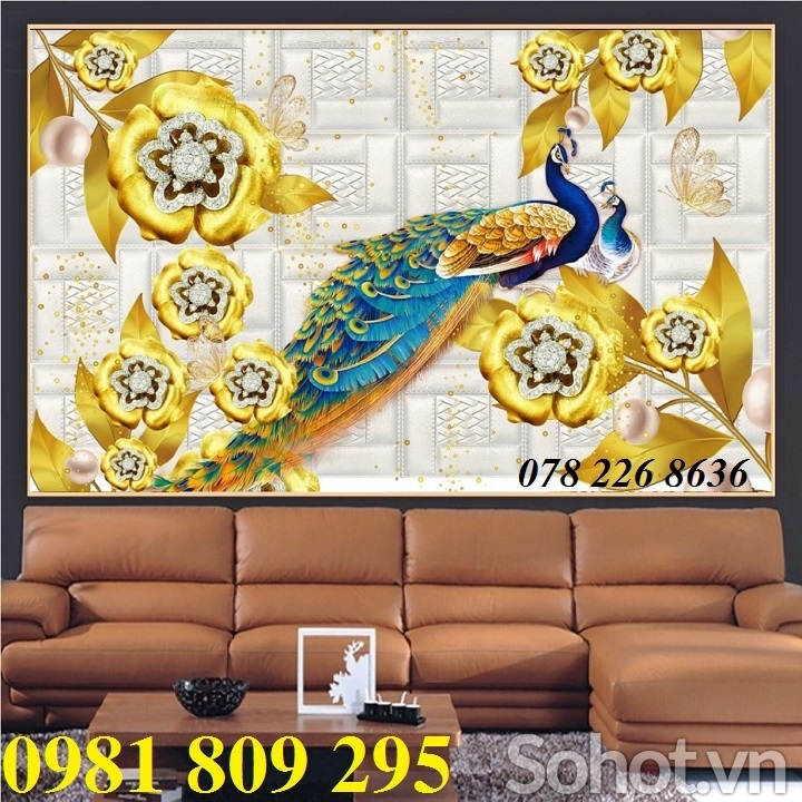 Tranh chim công 3d - tranh gạch chim công FDGFHG5