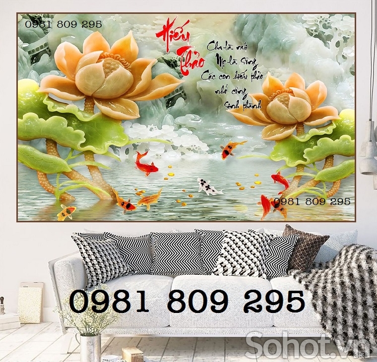 Tranh gạch 3d , mẫu gạch tranh hoa sen