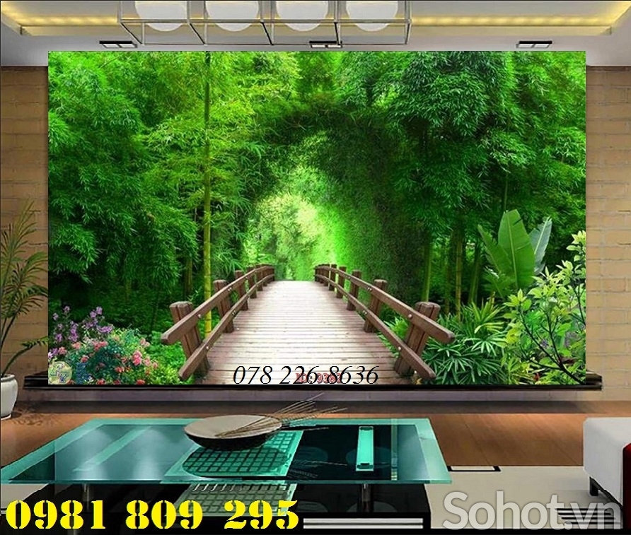 Tranh gạch rừng tre - gạch 3d