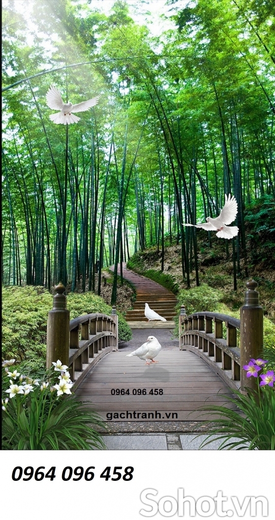 Tranh gạch 3d phong cảnh tre trúc - hnm90